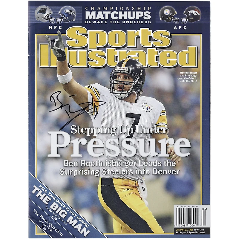 Ben Roethlisberger Pittsburgh Steelers Autographed Stepping Up Under Pressure Sports Illustrated Magazine from January 23, 2006