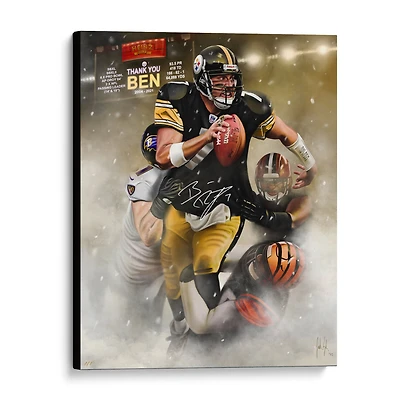 Ben Roethlisberger Pittsburgh Steelers Autographié 36" x 48" Original Canvas Artwork - Art by Jordan Spector - #1 d'une édition limitée 1