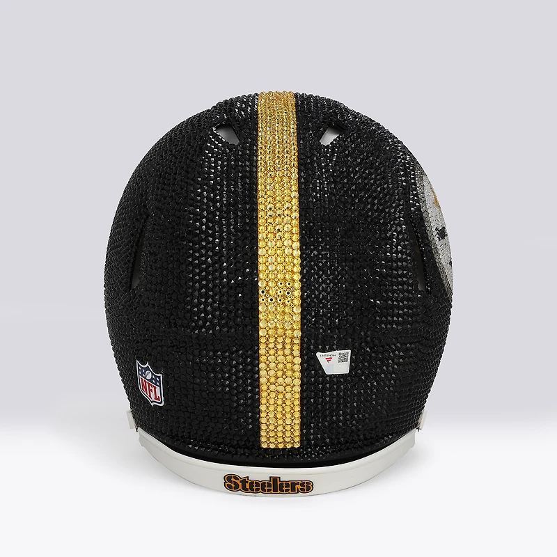 Casque Riddell Speed des Steelers de Pittsburgh, autographié par Ben Roethlisberger et orné de cristaux Swarovski - Illustration par Rock On Sports