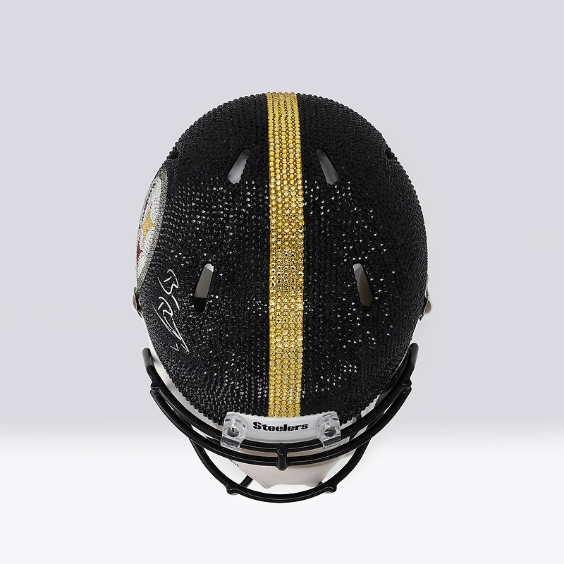 Ben Roethlisberger Pittsburgh Steelers Autographed Swarovski Crystal Riddell Speed Helmet - Art by Rock On Sports