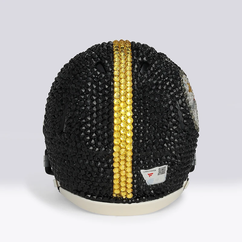 Casque Riddell Speed ​​Mini autographié par Ben Roethlisberger (Pittsburgh Steelers) avec cristaux Swarovski - Illustration par Rock On Sports
