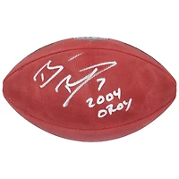 Ballon de football Wilson Duke en couleurs, autographié par Ben Roethlisberger des Steelers de Pittsburgh, avec inscription « 2004 OROY ».