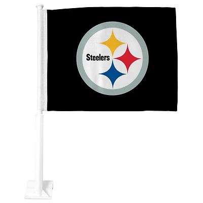 Drapeau de voiture double face noir Pittsburgh Steelers Premium