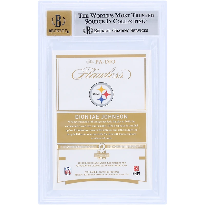 Diontae Johnson Pittsburgh Steelers Autographed 2021 Panini Flawless 2 Color Relic #PA-DJO #12/20 BGS Authenticated 9/10 Card