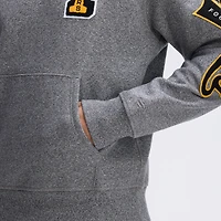 Fanatics Athletic Heather Gray Pittsburgh Steelers IconicFleece Letterman Hoodie
