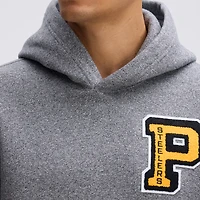 Fanatics Athletic Heather Gray Pittsburgh Steelers IconicFleece Letterman Hoodie