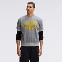 Fanatics Athletic Heather Gray Pittsburgh Steelers IconicFleece Short Sleeve Sweatshirt