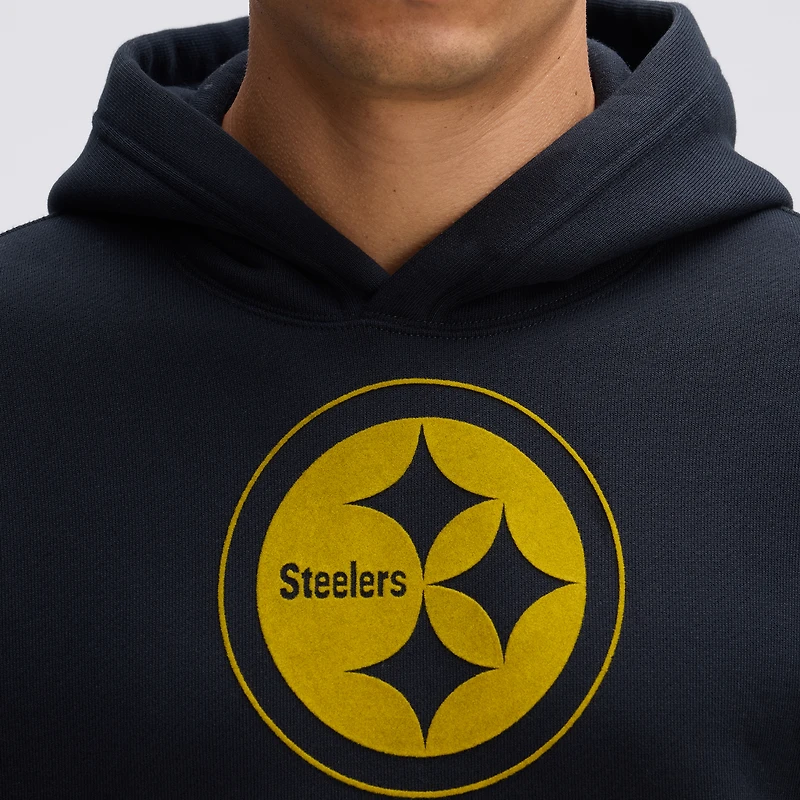 Sweat à capuche floqué Fanatics Black Pittsburgh Steelers Iconic Fleece