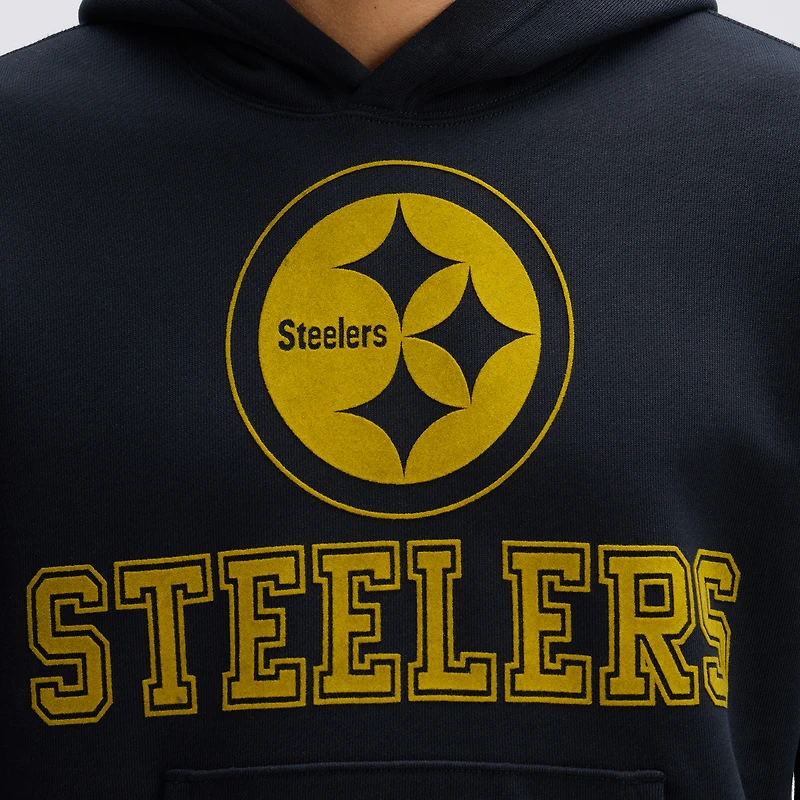 Fanatics Black Pittsburgh Steelers IconicFleece Flocked Hoodie