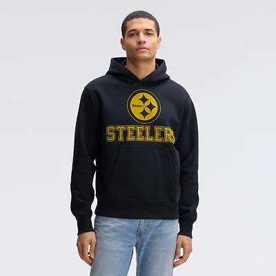 Fanatics Black Pittsburgh Steelers IconicFleece Flocked Hoodie