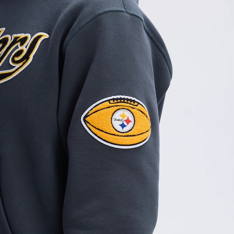 Sweat à capuche Fanatics Charcoal Pittsburgh Steelers Iconic bords en polaire