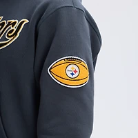 Sweat à capuche Fanatics Charcoal Pittsburgh Steelers Iconic bords en polaire