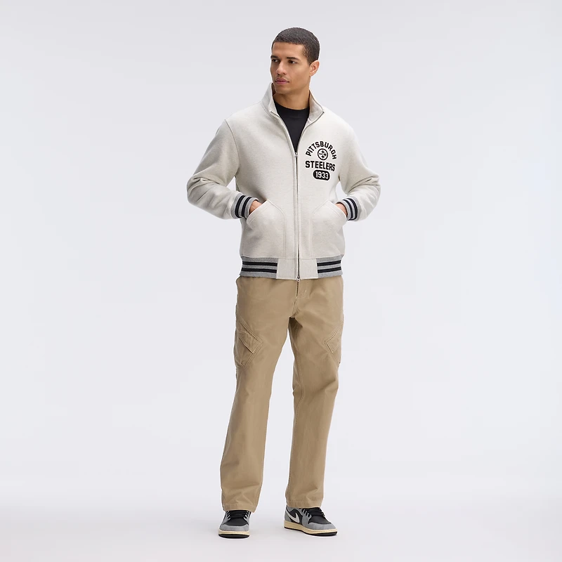 Fanatics Oatmeal Pittsburgh Steelers IconicFleece Full-Zip Jacket