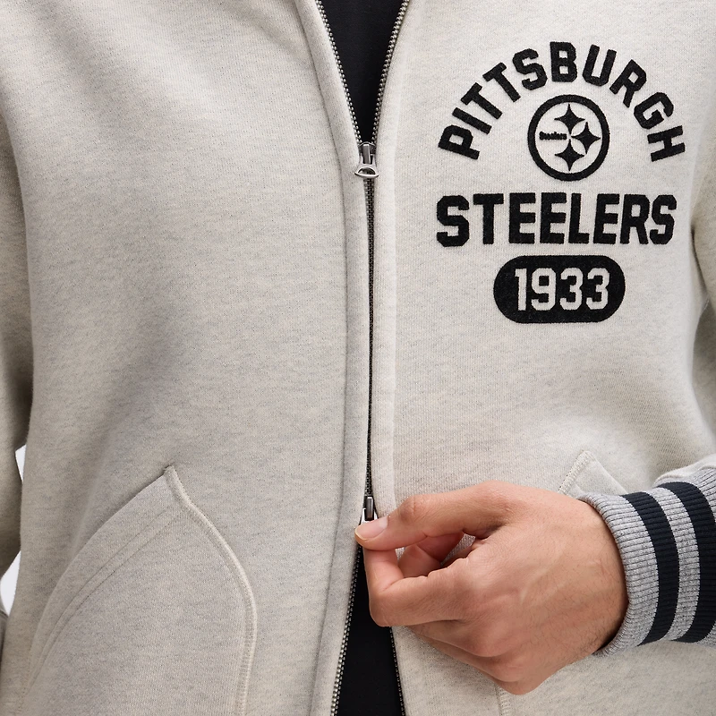 Fanatics Oatmeal Pittsburgh Steelers IconicFleece Full-Zip Jacket