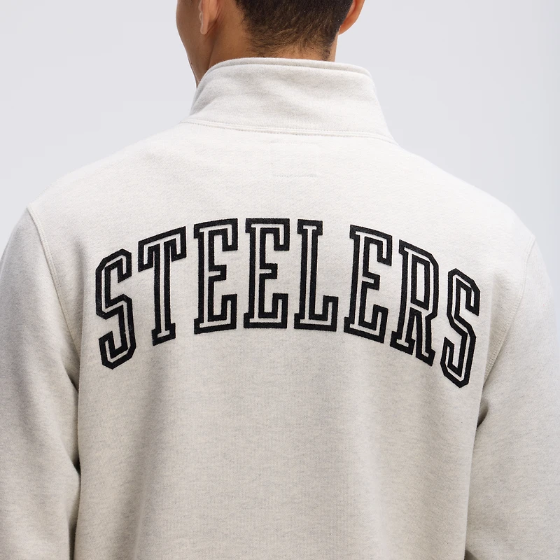 Veste polaire emblématique Fanatics Oatmeal Pittsburgh Steelers à fermeture éclair intégrale