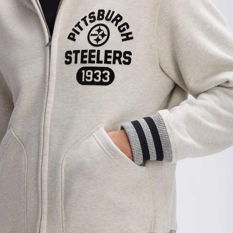 Fanatics Oatmeal Pittsburgh Steelers IconicFleece Full-Zip Jacket