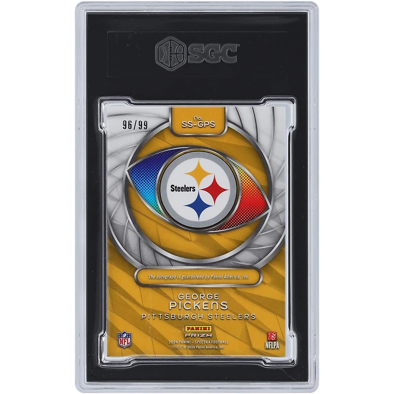 Carte Panini Spectra Celestial Prizm Spectral Signatures 2024 autographiée par George Pickens des Pittsburgh Steelers #SS-GPS #96/99 SGC authentifiée 9,5/10