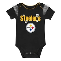 Girls Infant Outerstuff Pittsburgh Steelers My Team Rocks Bodysuit and Skirt Set