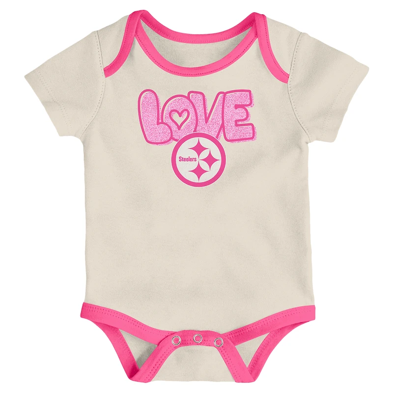 Girls Newborn & Infant White Pittsburgh Steelers All The Love 2 Piece Bodysuit and Pants Set