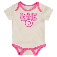 Girls Newborn & Infant White Pittsburgh Steelers All The Love 2 Piece Bodysuit and Pants Set