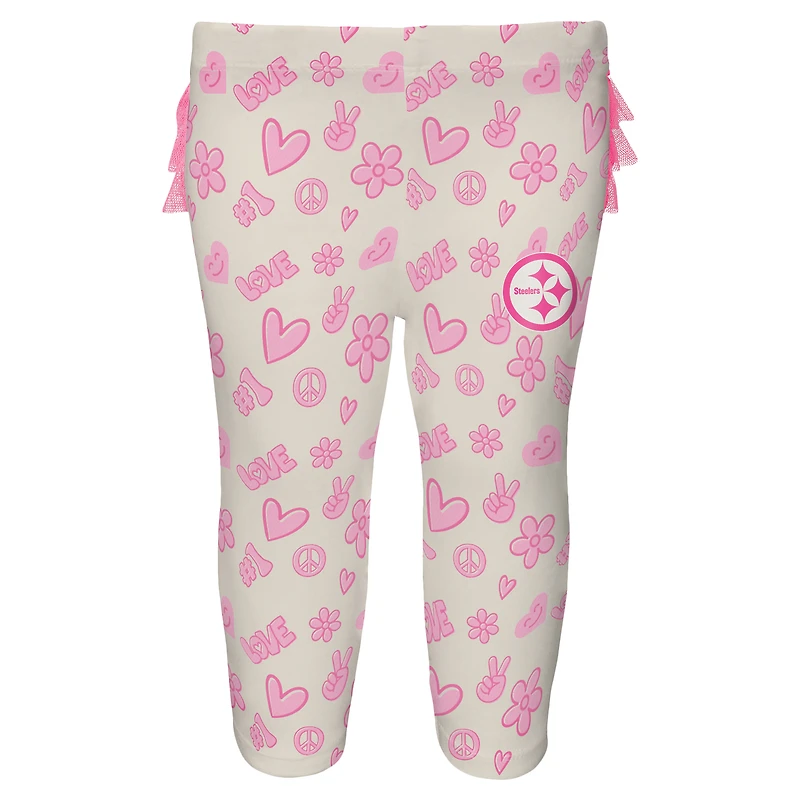 Girls Newborn & Infant White Pittsburgh Steelers All The Love 2 Piece Bodysuit and Pants Set