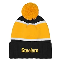 Bonnet tricoté à revers et pompon Let's Play des Pittsburgh Steelers noir Outerstuff pour filles