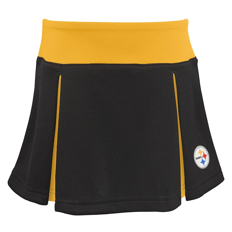 Ensemble deux pièces de pom-pom girl Spirit Pittsburgh Steelers pour filles d'âge préscolaire noir avec bloomers