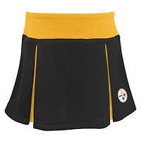 Ensemble de pom-pom girls Spirit des Steelers Pittsburgh noirs pour filles d'âge préscolaire