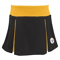 Ensemble de pom-pom girl deux pièces noir Pittsburgh Steelers Spirit Cheer pour filles avec bloomer