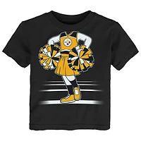 T-shirt noir pour petite fille Outerstuff, coupe ajustée, motif Pittsburgh Steelers
