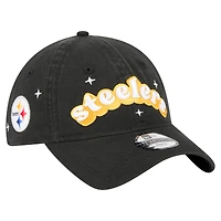 Girls Youth New Era  Black Pittsburgh Steelers Cheer 9TWENTY Adjustable Hat