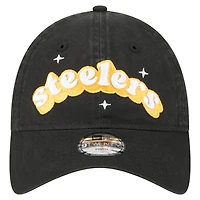 Casquette ajustable New Era noire pour jeunes filles des Pittsburgh Steelers Cheer 9TWENTY