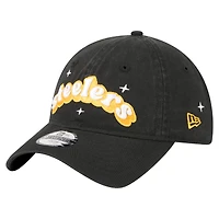 Casquette ajustable New Era noire pour jeunes filles des Pittsburgh Steelers Cheer 9TWENTY