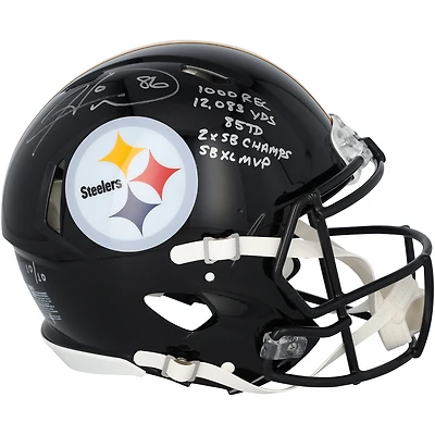 Casque Riddell Speed Authentic autographié par Hines Ward des Steelers de Pittsburgh, avec inscriptions multiples - Édition limitée n° 10/10