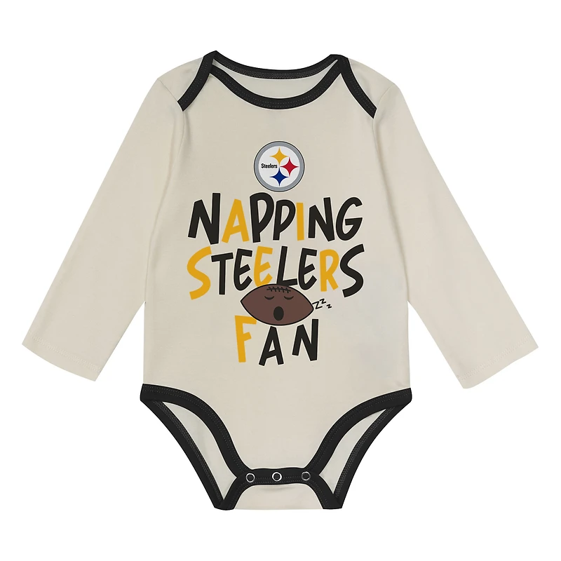 Infant Outerstuff Black Pittsburgh Steelers Little Champ Three-Piece Set