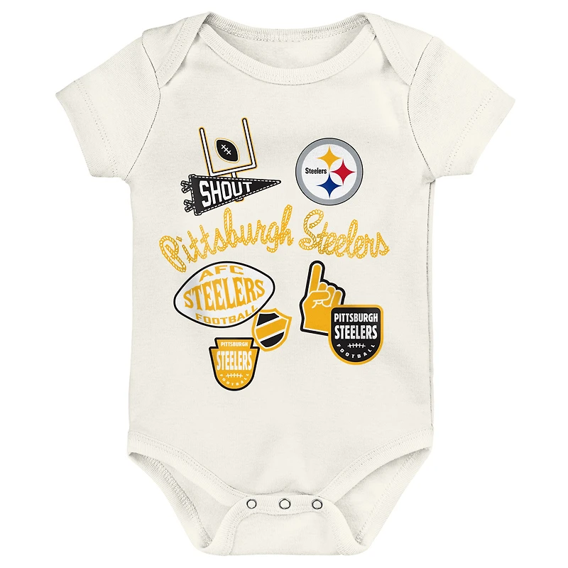 Ensemble de body trois pièces pour bébé et nouveau-né Outerstuff Pittsburgh Steelers Littlest Player