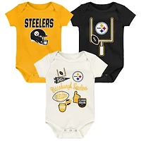 Infant & Newborn Outerstuff  Pittsburgh Steelers Littlest Player Three-Piece Bodysuit Set