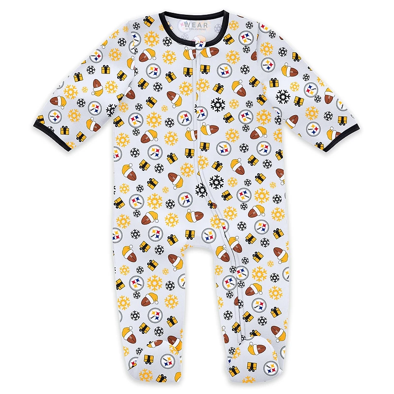 Infant & Newborn WEAR by Erin Andrews Pittsburgh Steelers Holiday Full-Zip Sleeper Bib Set