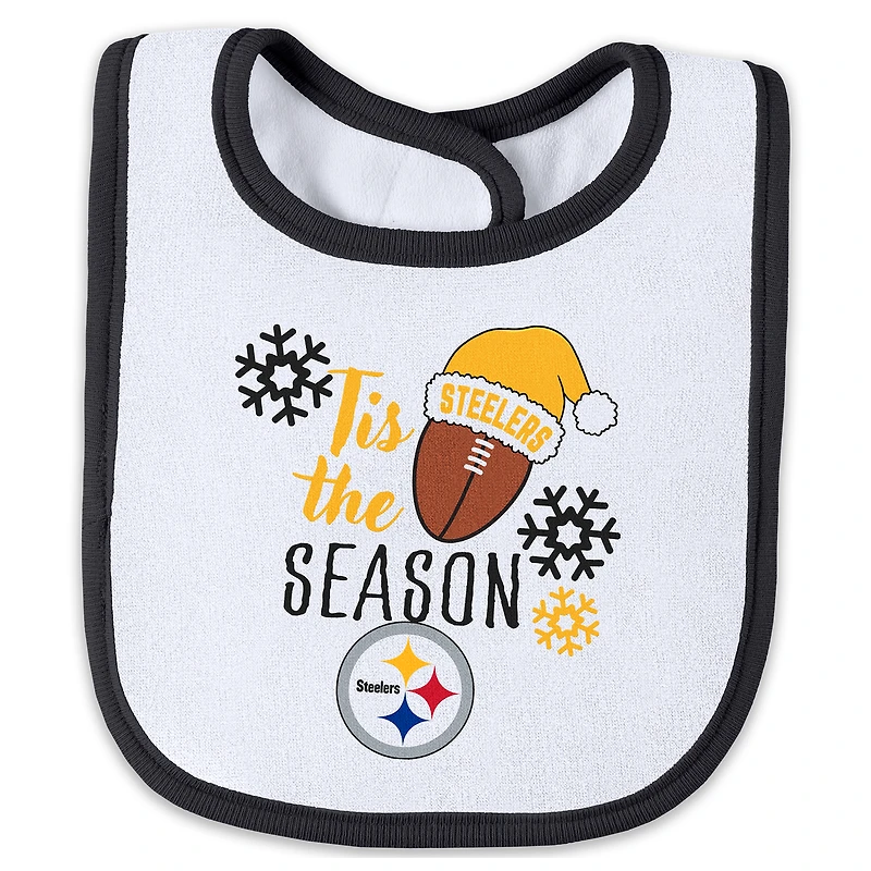 Infant & Newborn WEAR by Erin Andrews Pittsburgh Steelers Holiday Full-Zip Sleeper Bib Set