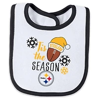 Infant & Newborn WEAR by Erin Andrews Pittsburgh Steelers Holiday Full-Zip Sleeper Bib Set