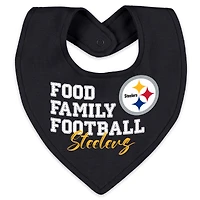 Vêtements pour bébés et nouveau-nés par Erin Andrews Pittsburgh Steelers Sleep and Play Ensemble pyjama bavoir à fermeture éclair intégrale