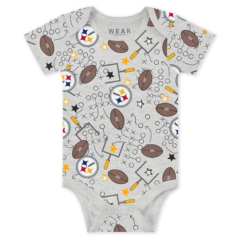 Infant & Newborn WEAR by Erin Andrews Pittsburgh Steelers Three-Piece Turn Me Around Bodysuits Pant Set