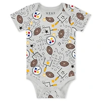 Infant & Newborn WEAR by Erin Andrews Pittsburgh Steelers Three-Piece Turn Me Around Bodysuits Pant Set