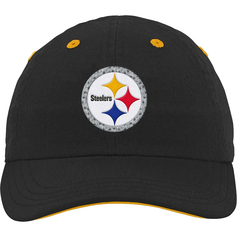 Casquette souple noire Pittsburgh Steelers Team Slouch Flex pour bébé