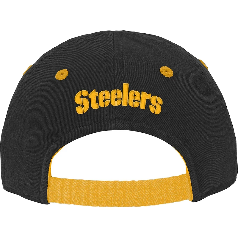 Casquette souple noire Pittsburgh Steelers Team Slouch Flex pour bébé