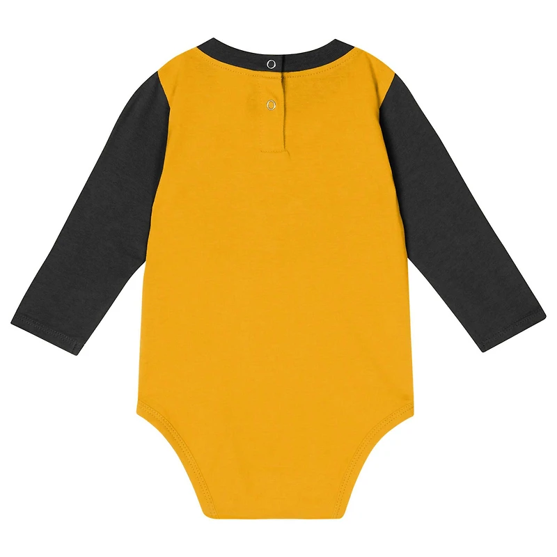 Ensemble body et pantalon à manches longues pour bébé doré/noir Pittsburgh Steelers Double Up