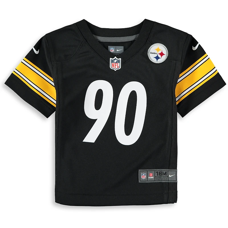Maillot de jeu Nike T.J. Watt noir pour enfant des Pittsburgh Steelers