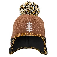 Bonnet en tricot marron pour bébé Outerstuff, motif tête de football des Pittsburgh Steelers, avec pompon