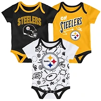 Infant Outerstuff  Pittsburgh Steelers All Day Play Three-Piece Bodysuit Set