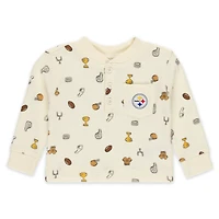 Infant WEAR by Erin Andrews Cream Pittsburgh Steelers Two-Piece Waffle-Knit Sleep Set